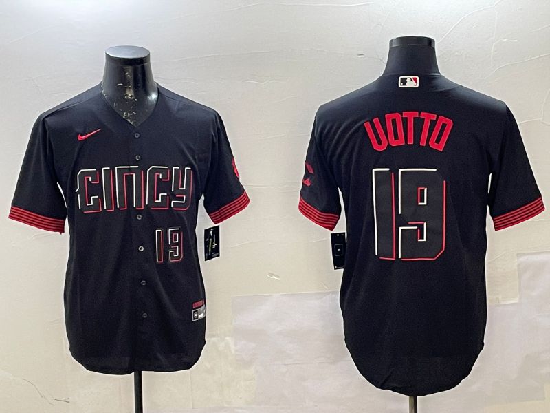 Men Cincinnati Reds #19 Uotto Black City Edition Game Nike 2025 MLB Jersey style 4->cincinnati reds->MLB Jersey